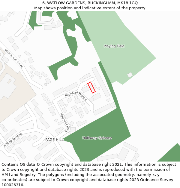 6, WATLOW GARDENS, BUCKINGHAM, MK18 1GQ: Location map and indicative extent of plot