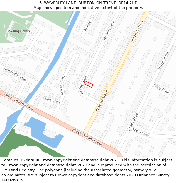 6, WAVERLEY LANE, BURTON-ON-TRENT, DE14 2HF: Location map and indicative extent of plot