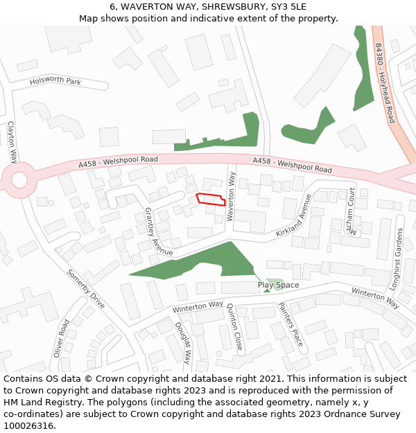 6, WAVERTON WAY, SHREWSBURY, SY3 5LE: Location map and indicative extent of plot