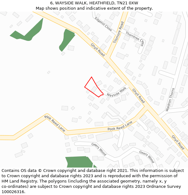 6, WAYSIDE WALK, HEATHFIELD, TN21 0XW: Location map and indicative extent of plot