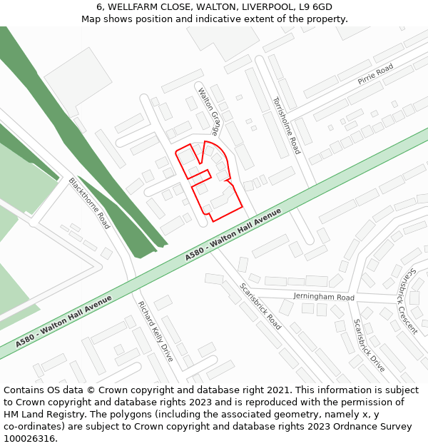 6, WELLFARM CLOSE, WALTON, LIVERPOOL, L9 6GD: Location map and indicative extent of plot