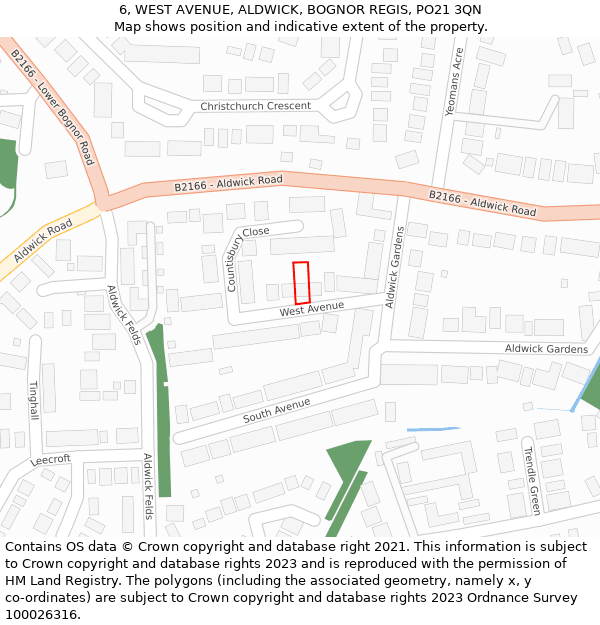 6, WEST AVENUE, ALDWICK, BOGNOR REGIS, PO21 3QN: Location map and indicative extent of plot