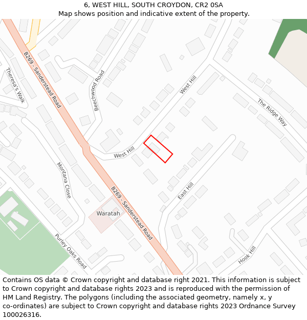 6, WEST HILL, SOUTH CROYDON, CR2 0SA: Location map and indicative extent of plot