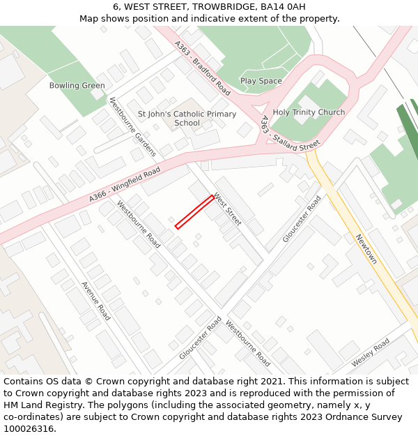 6, WEST STREET, TROWBRIDGE, BA14 0AH: Location map and indicative extent of plot