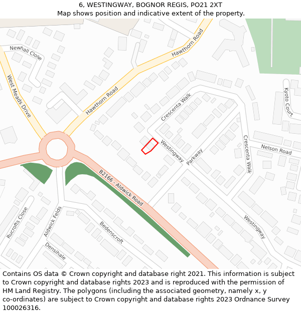 6, WESTINGWAY, BOGNOR REGIS, PO21 2XT: Location map and indicative extent of plot