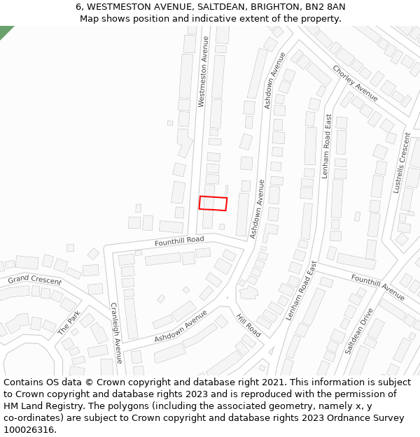 6, WESTMESTON AVENUE, SALTDEAN, BRIGHTON, BN2 8AN: Location map and indicative extent of plot