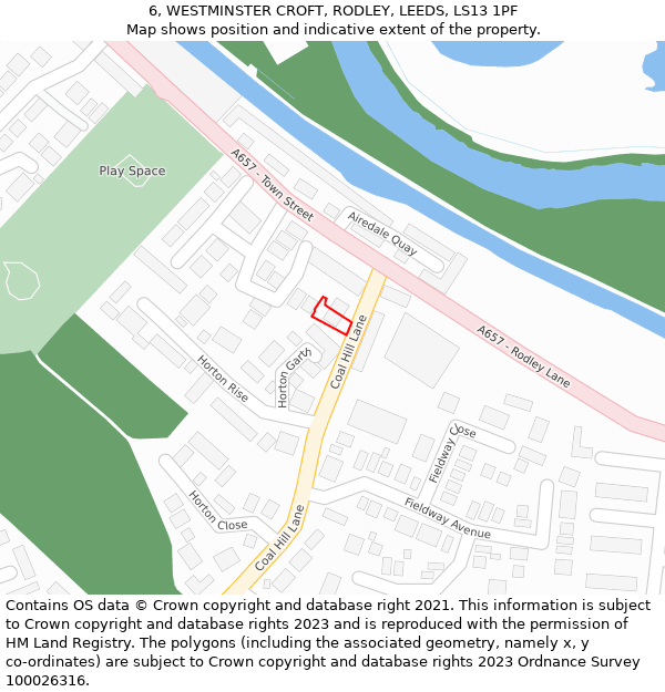 6, WESTMINSTER CROFT, RODLEY, LEEDS, LS13 1PF: Location map and indicative extent of plot