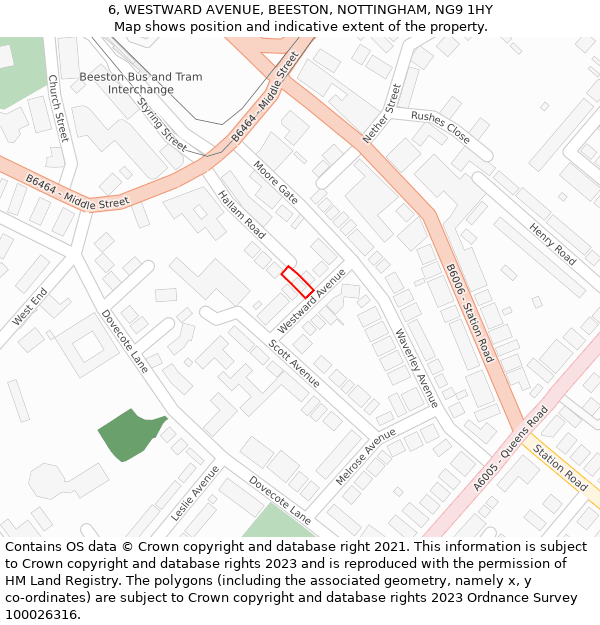 6, WESTWARD AVENUE, BEESTON, NOTTINGHAM, NG9 1HY: Location map and indicative extent of plot