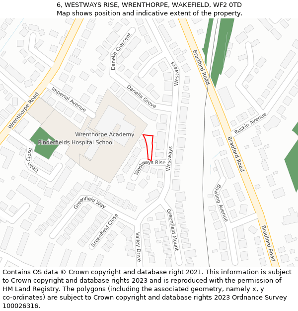 6, WESTWAYS RISE, WRENTHORPE, WAKEFIELD, WF2 0TD: Location map and indicative extent of plot