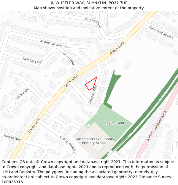 6, WHEELER WAY, SHANKLIN, PO37 7HF: Location map and indicative extent of plot