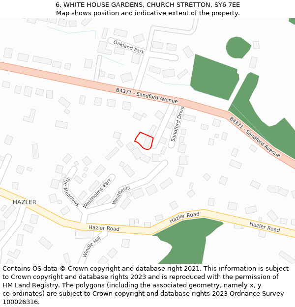 6, WHITE HOUSE GARDENS, CHURCH STRETTON, SY6 7EE: Location map and indicative extent of plot