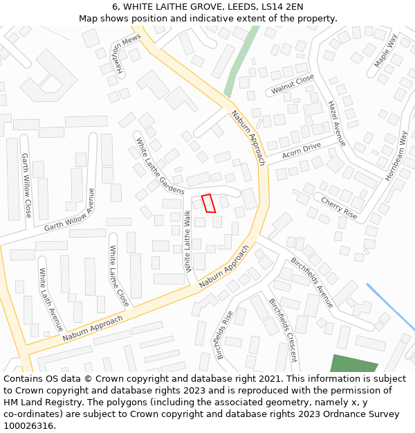 6, WHITE LAITHE GROVE, LEEDS, LS14 2EN: Location map and indicative extent of plot