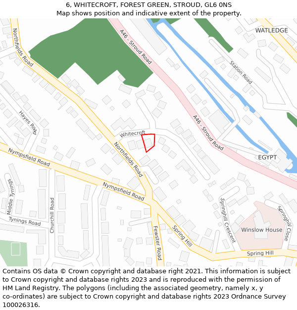 6, WHITECROFT, FOREST GREEN, STROUD, GL6 0NS: Location map and indicative extent of plot