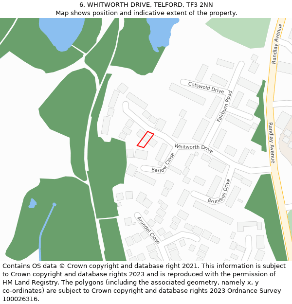 6, WHITWORTH DRIVE, TELFORD, TF3 2NN: Location map and indicative extent of plot