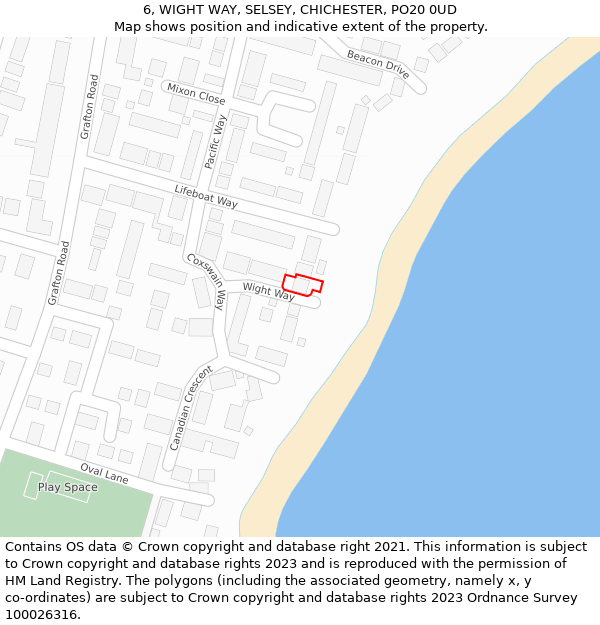 6, WIGHT WAY, SELSEY, CHICHESTER, PO20 0UD: Location map and indicative extent of plot