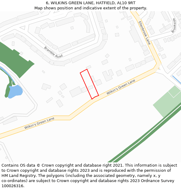 6, WILKINS GREEN LANE, HATFIELD, AL10 9RT: Location map and indicative extent of plot