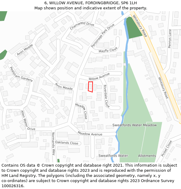 6, WILLOW AVENUE, FORDINGBRIDGE, SP6 1LH: Location map and indicative extent of plot