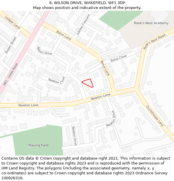 6, WILSON DRIVE, WAKEFIELD, WF1 3DP: Location map and indicative extent of plot