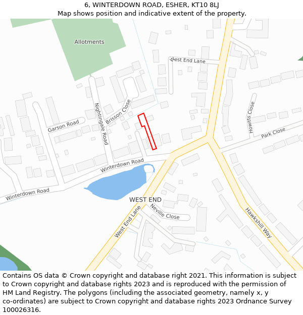 6, WINTERDOWN ROAD, ESHER, KT10 8LJ: Location map and indicative extent of plot