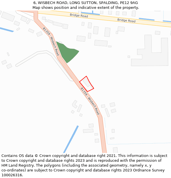 6, WISBECH ROAD, LONG SUTTON, SPALDING, PE12 9AG: Location map and indicative extent of plot