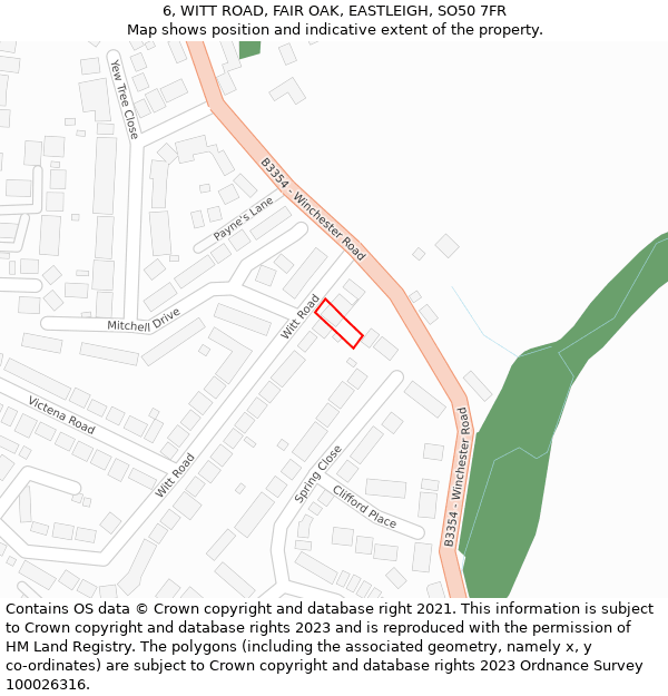 6, WITT ROAD, FAIR OAK, EASTLEIGH, SO50 7FR: Location map and indicative extent of plot