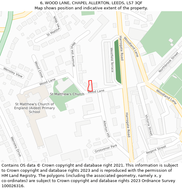 6, WOOD LANE, CHAPEL ALLERTON, LEEDS, LS7 3QF: Location map and indicative extent of plot