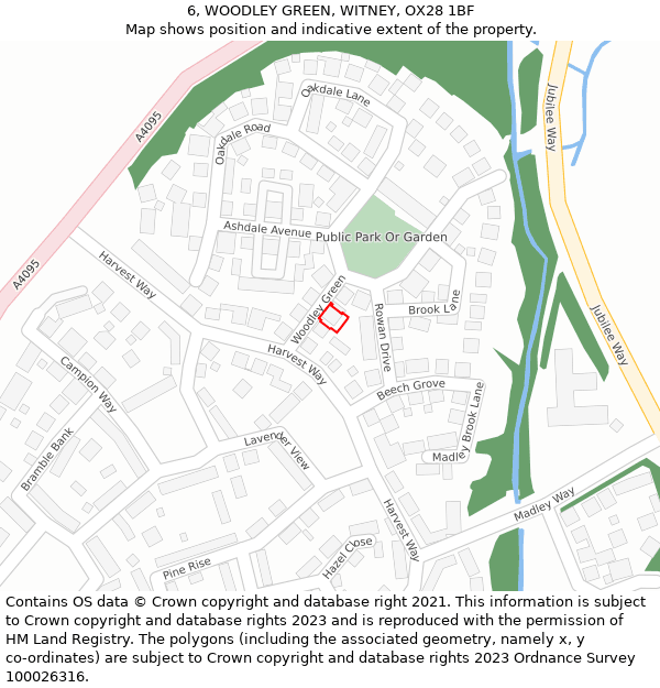 6, WOODLEY GREEN, WITNEY, OX28 1BF: Location map and indicative extent of plot