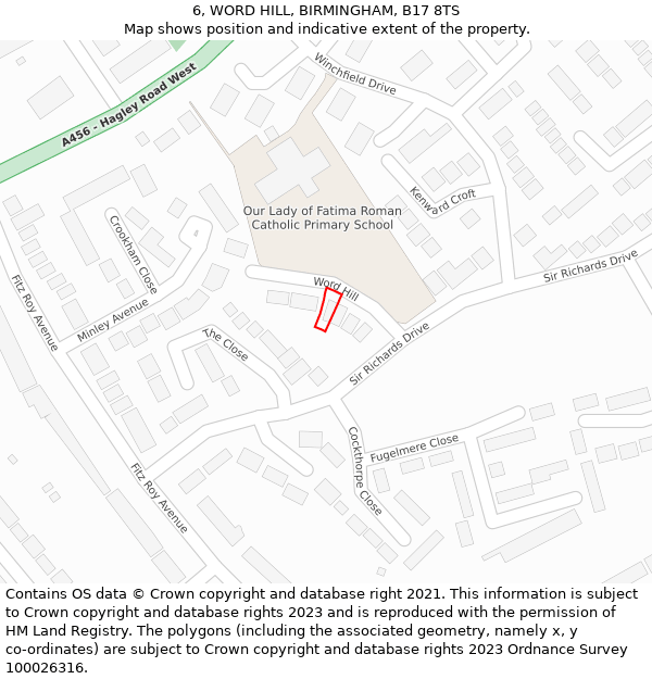 6, WORD HILL, BIRMINGHAM, B17 8TS: Location map and indicative extent of plot