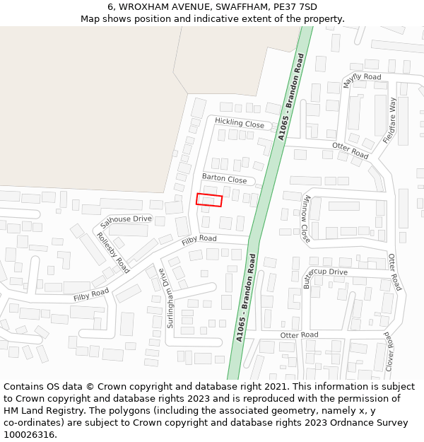 6, WROXHAM AVENUE, SWAFFHAM, PE37 7SD: Location map and indicative extent of plot