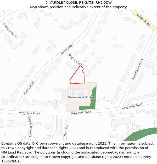 6, YARDLEY CLOSE, REIGATE, RH2 0DW: Location map and indicative extent of plot