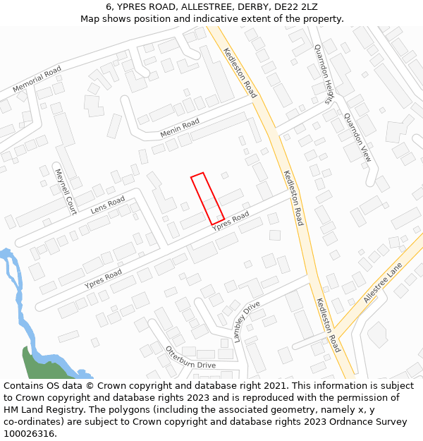 6, YPRES ROAD, ALLESTREE, DERBY, DE22 2LZ: Location map and indicative extent of plot