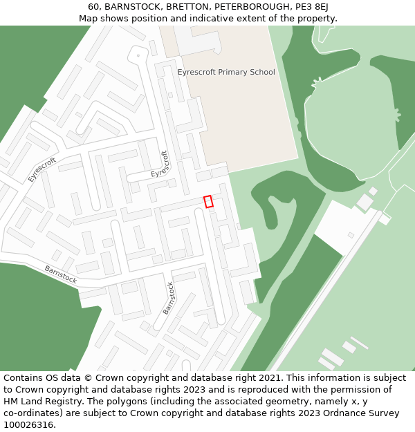 60, BARNSTOCK, BRETTON, PETERBOROUGH, PE3 8EJ: Location map and indicative extent of plot