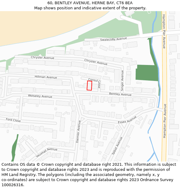 60, BENTLEY AVENUE, HERNE BAY, CT6 8EA: Location map and indicative extent of plot