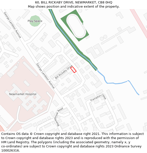 60, BILL RICKABY DRIVE, NEWMARKET, CB8 0HQ: Location map and indicative extent of plot