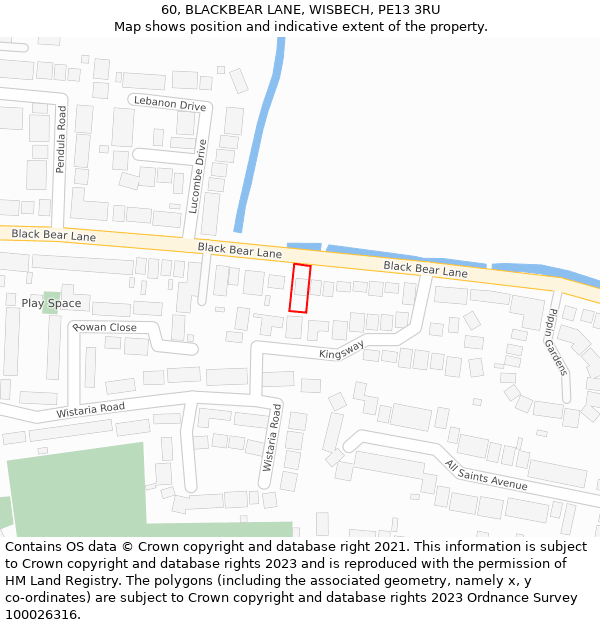 60, BLACKBEAR LANE, WISBECH, PE13 3RU: Location map and indicative extent of plot