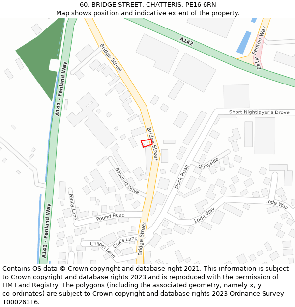 60, BRIDGE STREET, CHATTERIS, PE16 6RN: Location map and indicative extent of plot