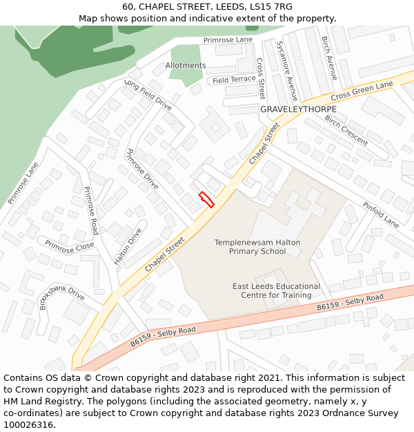 60, CHAPEL STREET, LEEDS, LS15 7RG: Location map and indicative extent of plot