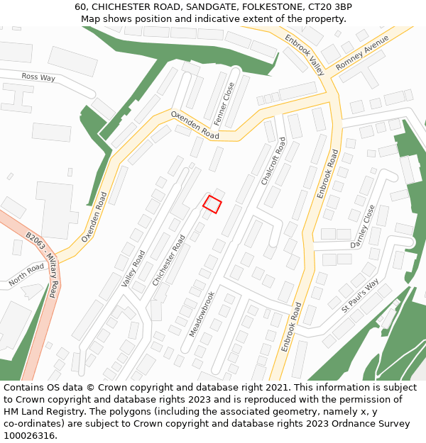 60, CHICHESTER ROAD, SANDGATE, FOLKESTONE, CT20 3BP: Location map and indicative extent of plot