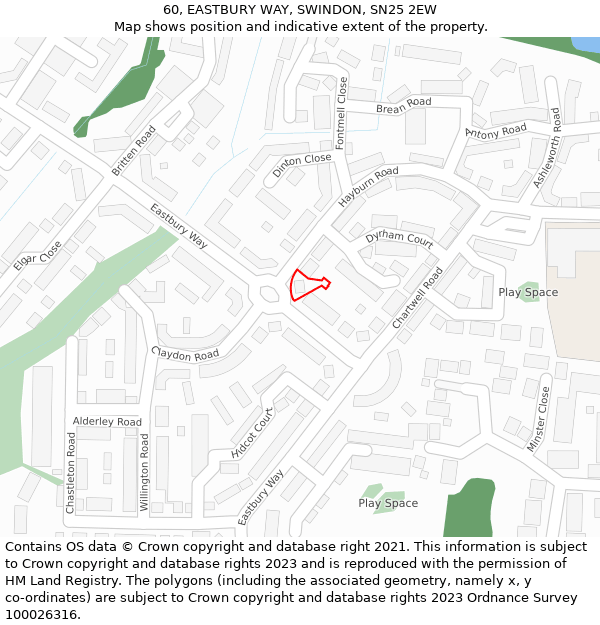 60, EASTBURY WAY, SWINDON, SN25 2EW: Location map and indicative extent of plot