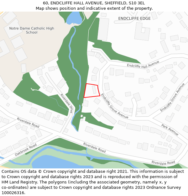 60, ENDCLIFFE HALL AVENUE, SHEFFIELD, S10 3EL: Location map and indicative extent of plot