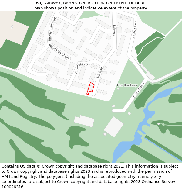 60, FAIRWAY, BRANSTON, BURTON-ON-TRENT, DE14 3EJ: Location map and indicative extent of plot