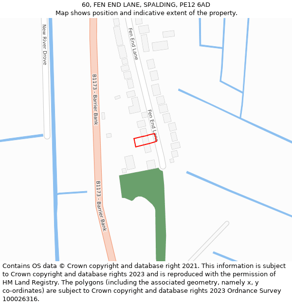 60, FEN END LANE, SPALDING, PE12 6AD: Location map and indicative extent of plot