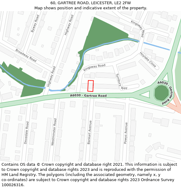 60, GARTREE ROAD, LEICESTER, LE2 2FW: Location map and indicative extent of plot