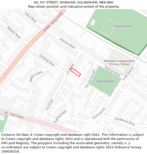 60, IVY STREET, RAINHAM, GILLINGHAM, ME8 8BH: Location map and indicative extent of plot