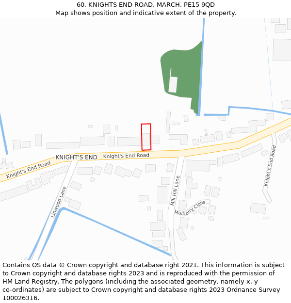 60, KNIGHTS END ROAD, MARCH, PE15 9QD: Location map and indicative extent of plot