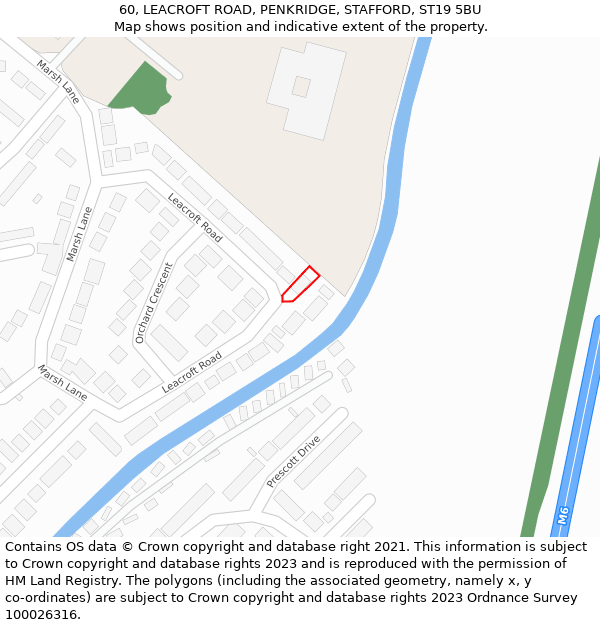 60, LEACROFT ROAD, PENKRIDGE, STAFFORD, ST19 5BU: Location map and indicative extent of plot