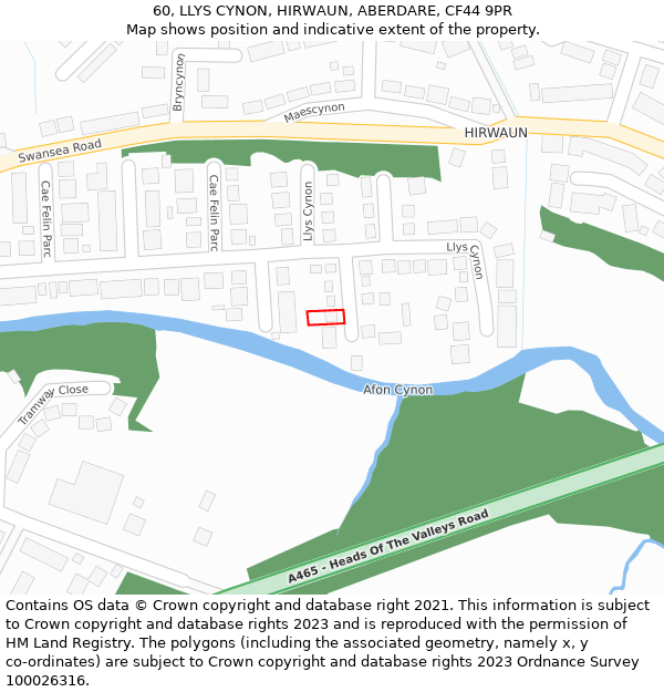 60, LLYS CYNON, HIRWAUN, ABERDARE, CF44 9PR: Location map and indicative extent of plot