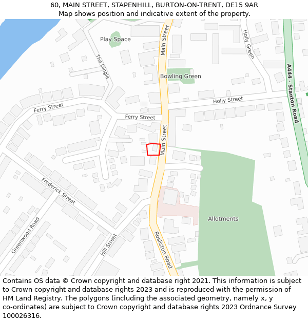 60, MAIN STREET, STAPENHILL, BURTON-ON-TRENT, DE15 9AR: Location map and indicative extent of plot