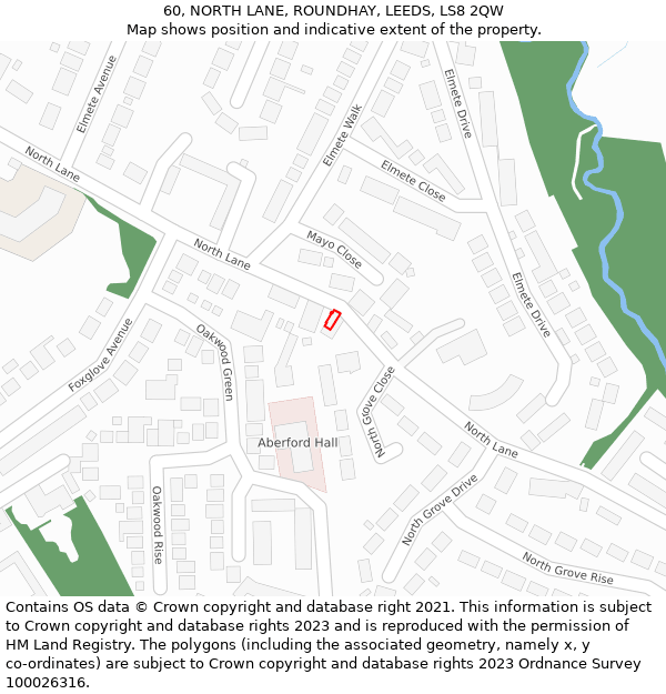 60, NORTH LANE, ROUNDHAY, LEEDS, LS8 2QW: Location map and indicative extent of plot