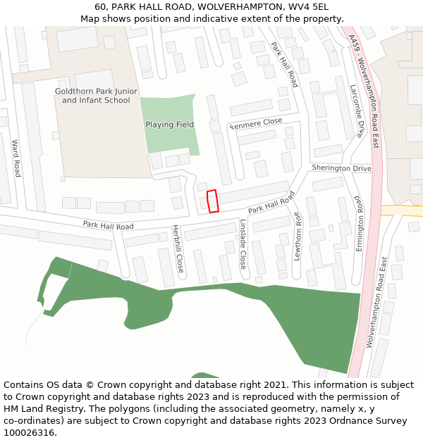 60, PARK HALL ROAD, WOLVERHAMPTON, WV4 5EL: Location map and indicative extent of plot